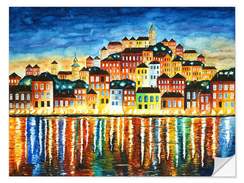 Sisustustarra Colorful harbor at night