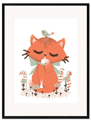 Kehystetty taidepainatus Animal friends - The cat