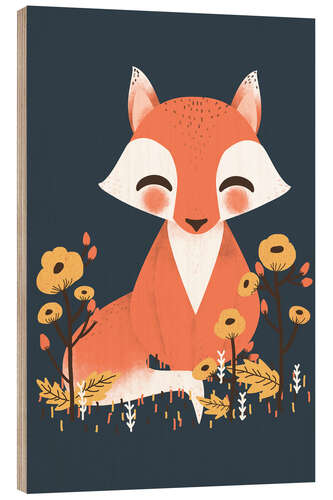 Wood print Animal friends - The fox