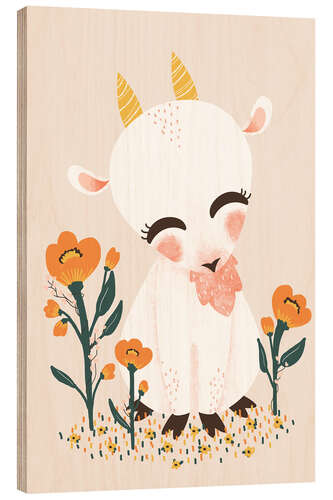 Wood print Animal friends - The goat