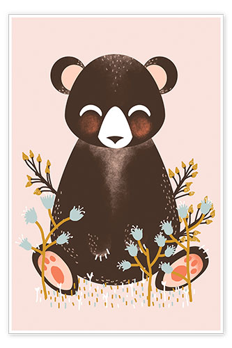 Póster Animal friends - The bear pink