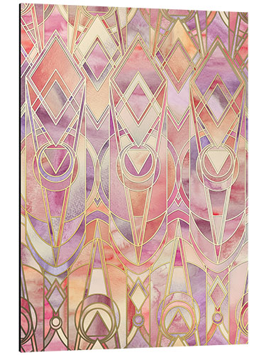 Quadro em alumínio Glowing Coral and Amethyst Art Deco Pattern