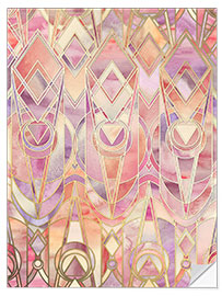 Naklejka na ścianę Glowing Coral and Amethyst Art Deco Pattern