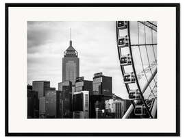 Innrammet kunsttrykk Hong Kong Ferris Wheel in black and white