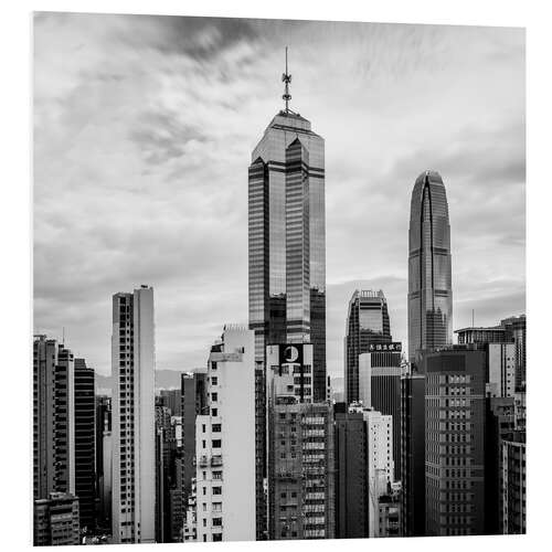 Foam board print Houses Sea Hong Kong in black and white