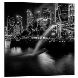 Cuadro de plexi-alu Merlion Singapore black and white