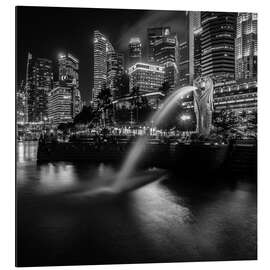 Magnettafel Merlion Singapur Schwarz-weiß