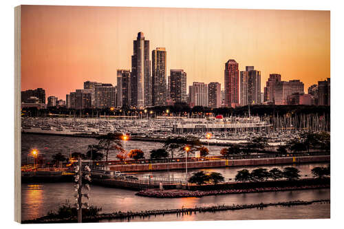 Stampa su legno skyline Chicago