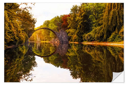 Selvklebende plakat Rakotzbrücke ved Gablenz, Tyskland