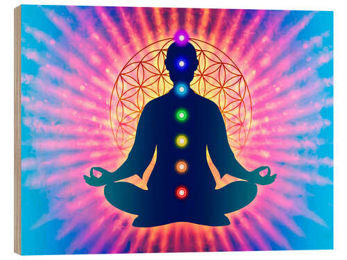 Cuadro de madera In meditation with chakras - Artwork IV