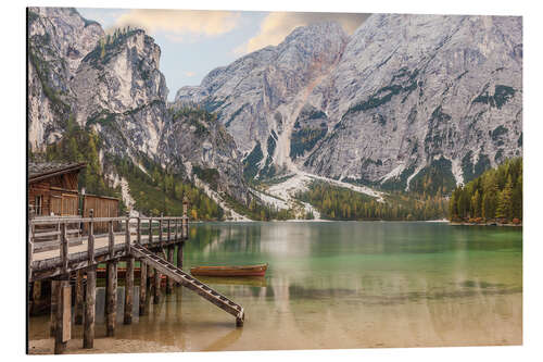 Aluminiumsbilde Autumn at Lake Braies in South Tyrol