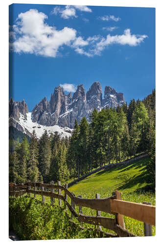 Leinwandbild Villnösstal mit Dolomiten in Südtirol