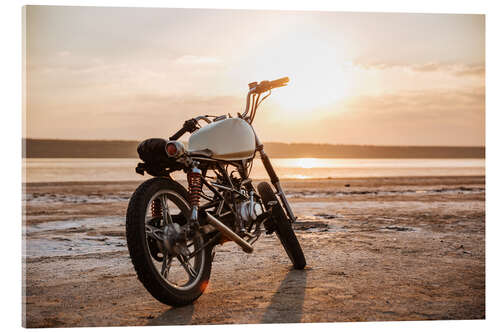 Tableau en verre acrylique Retro motorcycle in the desert