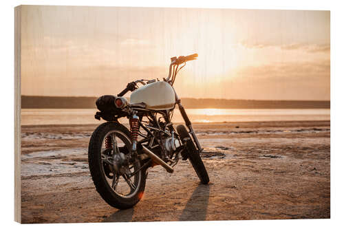 Stampa su legno Retro motorcycle in the desert