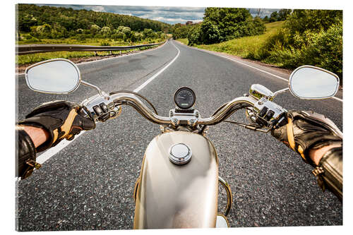 Acrylglas print On tour with a vintage motorbike