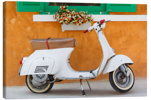 Canvas print White scooter in front of a window