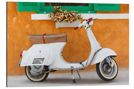 Magnettafel Weißer Motorroller vor einem Fenster