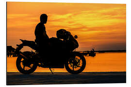 Magnettafel Biker auf seinem Motorrad