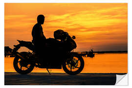 Sisustustarra Biker on his motorcycle