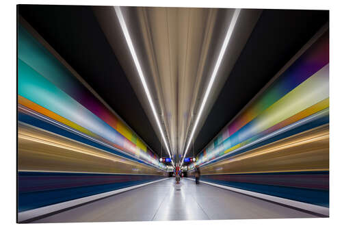 Tableau en aluminium Explosion de couleurs, métro de Munich