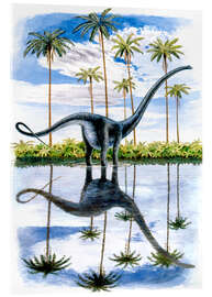 Acrylglasbild Alamosaurus unter Palmen