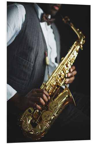 Foam board print Saxophone held by a jazzman