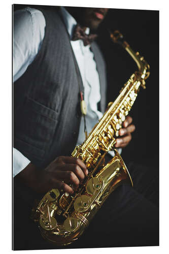 Galleritryck Saxophone held by a jazzman