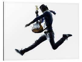 Tableau en aluminium Guitariste sautant dans les airs