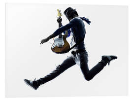 Foam board print Guitarist jumping in the air