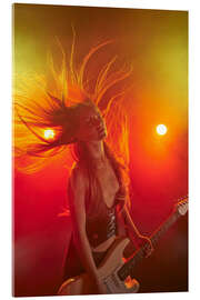 Acrylglas print Rock girl playing the electric guitar