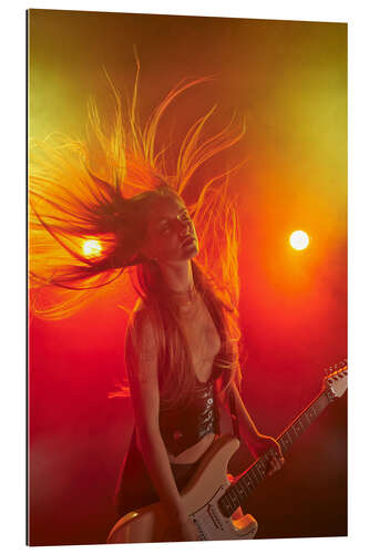 Gallery print Rock girl playing the electric guitar