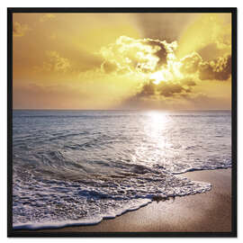 Gerahmter Kunstdruck Sonnenuntergang am Meer