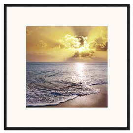 Gerahmter Kunstdruck Sonnenuntergang am Meer