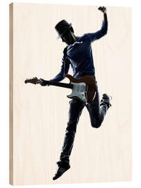 Cuadro de madera Electric guitarist jumping