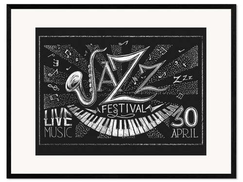 Framed art print Jazz Festival on blackboard