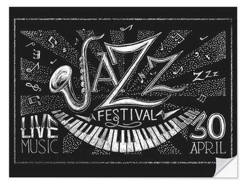 Selvklebende plakat Jazz Festival on blackboard