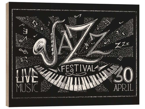 Quadro de madeira Jazz Festival on blackboard