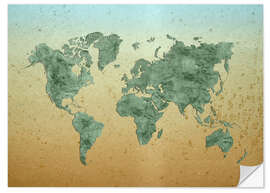 Selvklebende plakat Vintage World Map