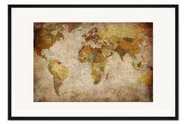 Gerahmter Kunstdruck Weltkarte Vintage (Englisch)