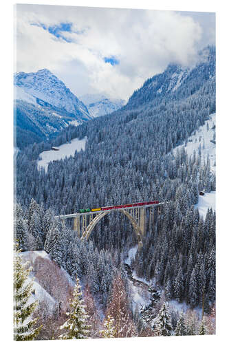 Acrylic print Rhaetian Railway in the Langwies viaduct