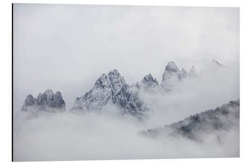 Stampa su alluminio Haunold in fog, Sexten Dolomites, Italy