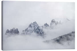 Canvas print Haunold in fog, Sexten Dolomites, Italy