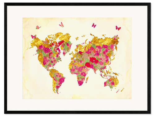 Impresión de arte enmarcada Summer World Map