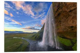 Hartschaumbild Seljalandfoss Sonnenuntergang