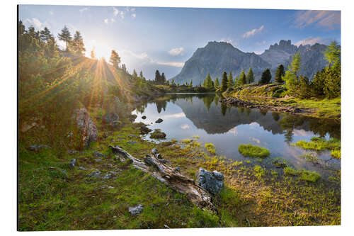 Alubild Dolomiten Sonnenuntergang