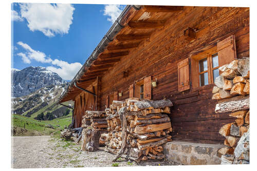 Stampa su vetro acrilico Mahlknecht hut on the Seiser Alm (South Tyrol)