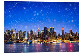 Alubild New York City bei Nacht im Winter