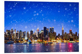 Hartschaumbild New York City bei Nacht im Winter