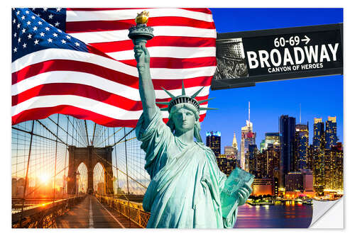 Muursticker New York City Photo Collage with Statue of Liberty