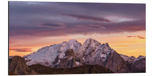 Alubild Sonnenuntergang über der Marmolata, Dolomiten, Südtirol - Italien